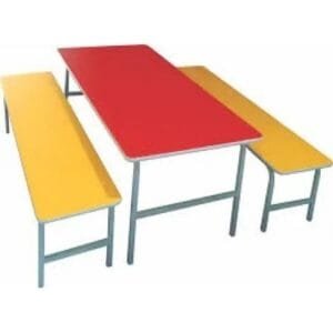 Conjunto refeitório escolar infantil mesa com 2 bancos (sem encosto) fórmica colorida