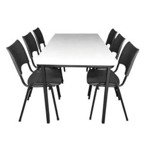 Mesa refeitório retangular com 6 cadeiras M800
