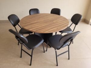 Mesa de reunião redonda com 6 cadeiras secretária fixa