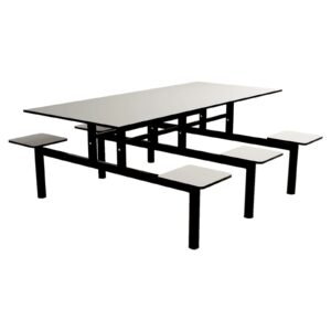 Mesa de refeitório com bancos acoplados - 6 lugares -